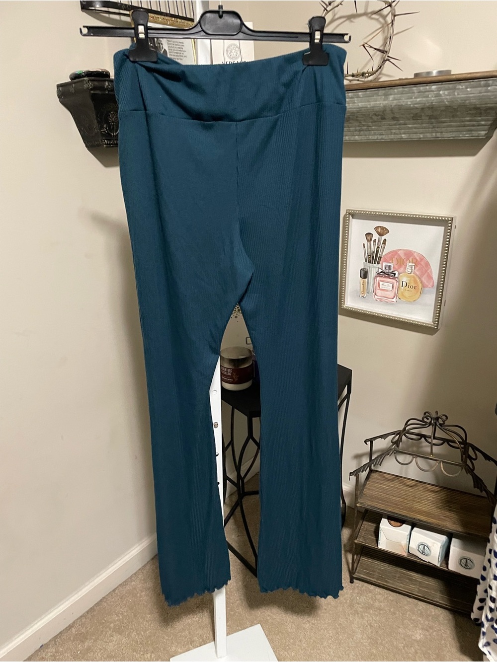 No Boundaries Teal Wide-Leg Ribbed Pants - Picture 5 of 5